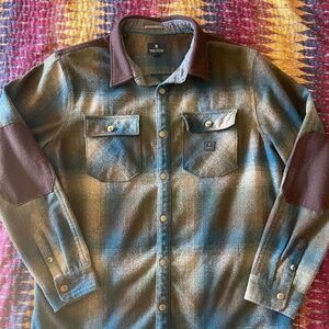 Roark Nordsman Flannel Mens XL — Plaid Brown Beige Wool Blend Shacket Jacket